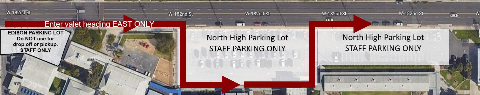 Picture showing how to enter the North High Valet Line, entering heading East only. 