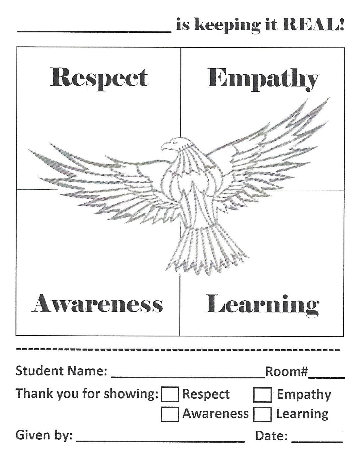 A Keep It Real Slip; Respect, Empathy, Awareness, Learning