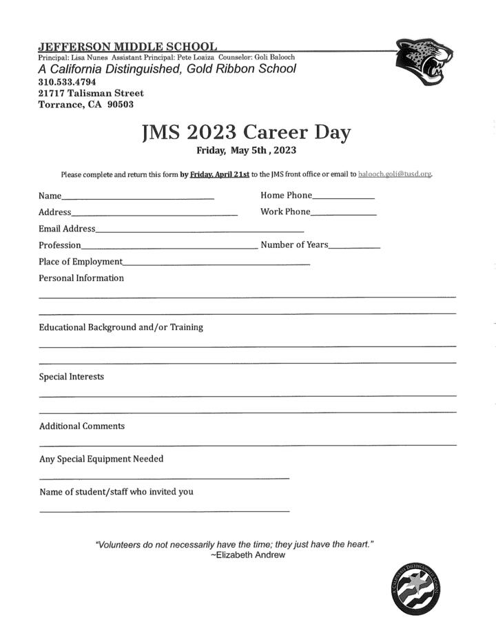 Career Day form