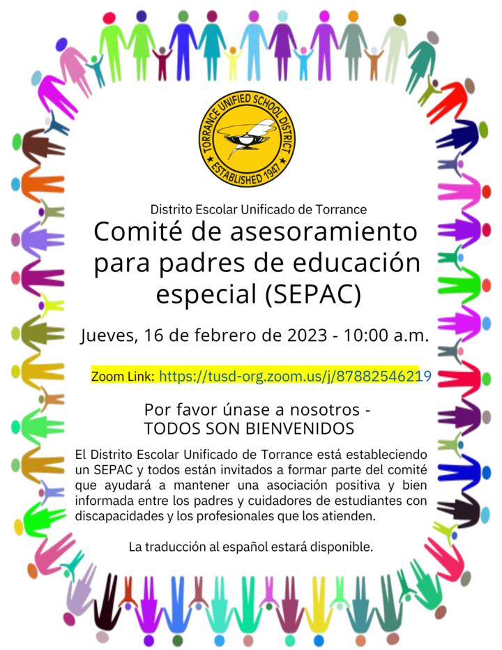 Special Education Parent  Advisory Committee Meeting information - Spanish