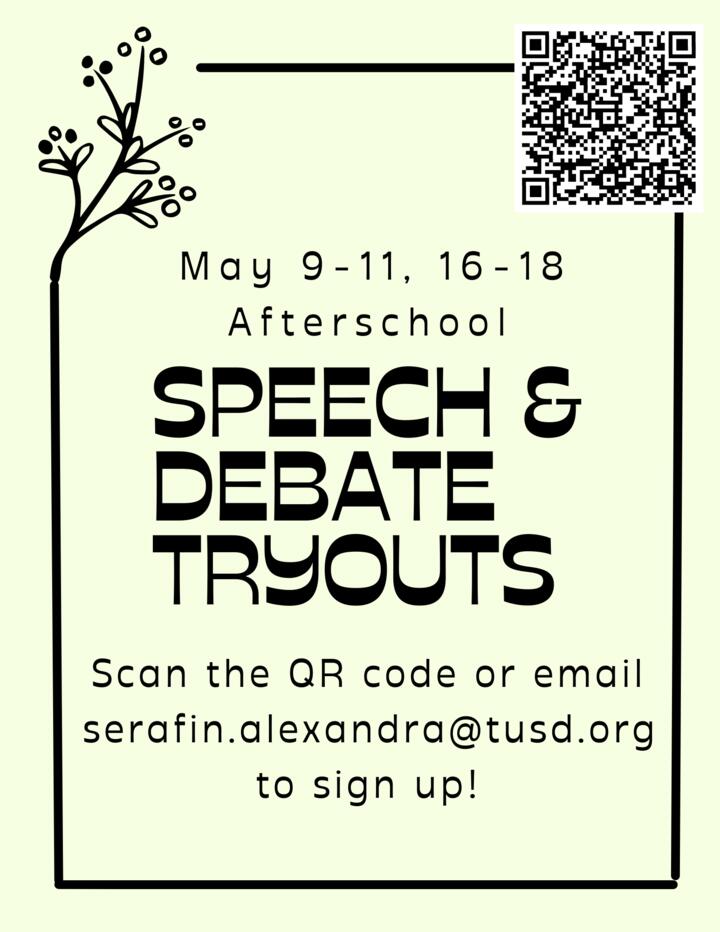 Speech and Debate Tryouts flyer