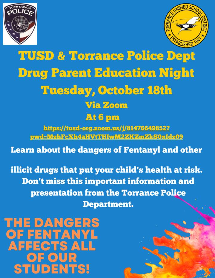 Attend the TUSD/TPD "Drug Parent Education Night" program