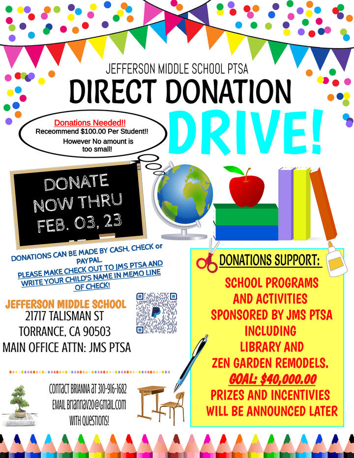 PTSA Direct Donation Drive