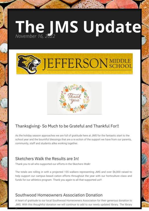 JMS Newsletter Page 1
