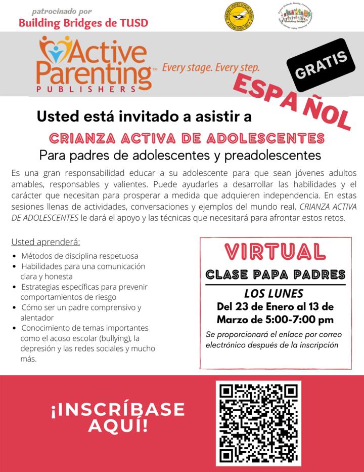Active Parenting for teens for Spanish speaking Parents of Teens and 'Tweens information