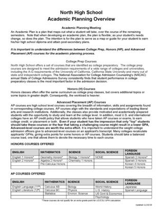 Academics Planning Overview