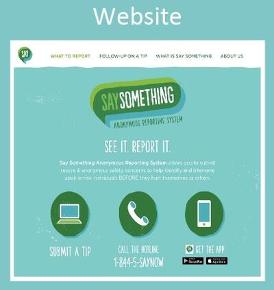Say Something Anonymous Reporting System tools: Website