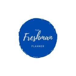 The Freshman planner text on a blue circle 