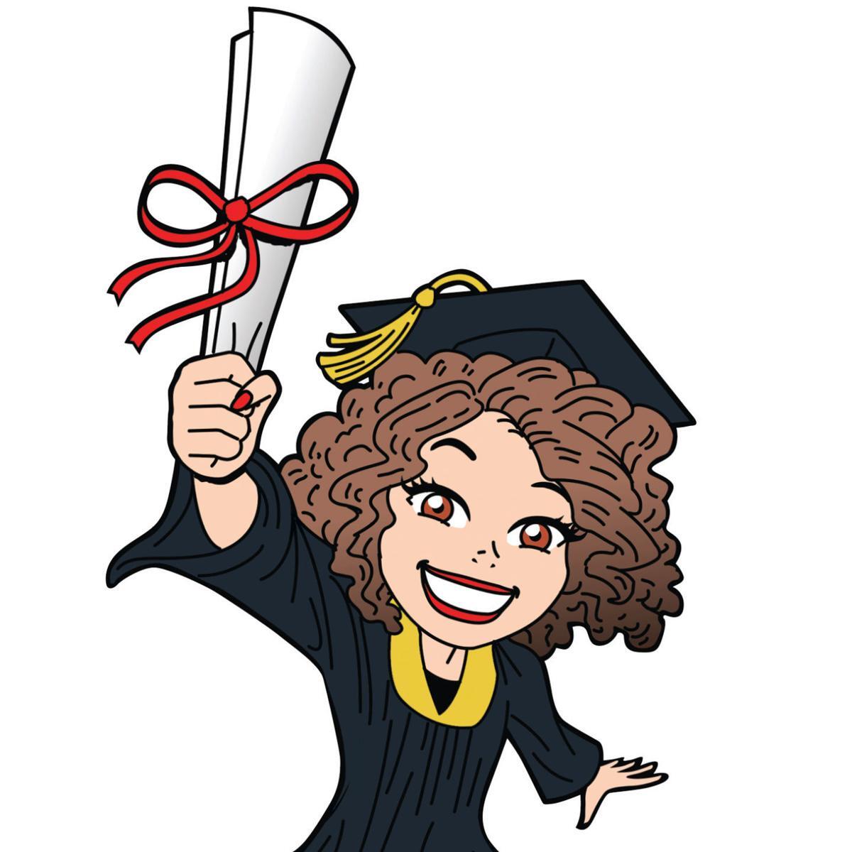 Graduate holding up a diploma